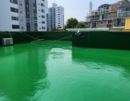 우레탄 시공이 완성된 옥상의 전경